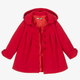 Dr. Kid-Girls Red Hooded Coat  | Childrensalon Outlet