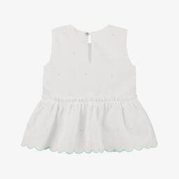 Dr. Kid-Girls Scalloped Cotton Blouse in White | Childrensalon Outlet