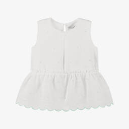 Dr. Kid-Girls Scalloped Cotton Blouse in White | Childrensalon Outlet