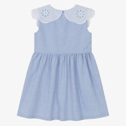 Dr. Kid-Платье с вышитым воротником небесно-голубое для девочек | Childrensalon Outlet