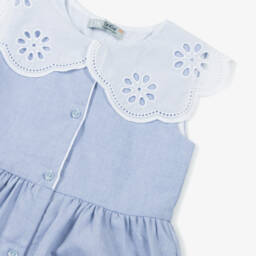 Dr. Kid-Платье с вышитым воротником небесно-голубое для девочек | Childrensalon Outlet