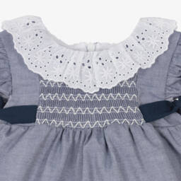 Dr. Kid-Girls Sky-Toned Smocked Cotton Frock | Childrensalon Outlet