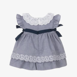 Dr. Kid-Girls Sky-Toned Smocked Cotton Frock | Childrensalon Outlet