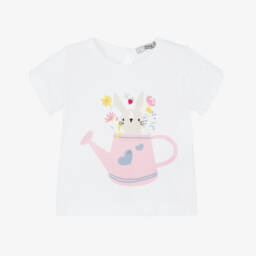 Dr. Kid-Girls Springtime Bunny Tee in White | Childrensalon Outlet
