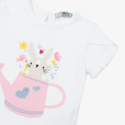 Dr. Kid-Girls Springtime Bunny Tee in White | Childrensalon Outlet