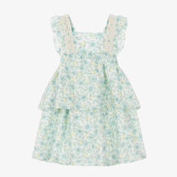 Dr. Kid-Платье из льна и хлопка зелёное для девочек | Childrensalon Outlet