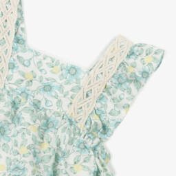 Dr. Kid-Платье из льна и хлопка зелёное для девочек | Childrensalon Outlet