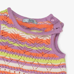 Dr. Kid-Комплект фиолетовых вязаных шорт в полоску для девочек | Childrensalon Outlet