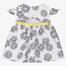 Dr. Kid-Girls White & Blue Floral Cotton Dress | Childrensalon Outlet