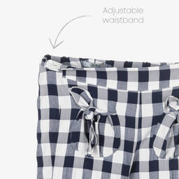 Dr. Kid-Girls White & Blue Gingham Trousers | Childrensalon Outlet