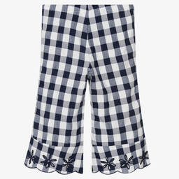 Dr. Kid-Girls White & Blue Gingham Trousers | Childrensalon Outlet