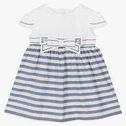 Dr. Kid-فستان أطفال بناتي قطن مقلم لون أبيض وكحلي | Childrensalon Outlet