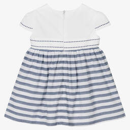 Dr. Kid-فستان أطفال بناتي قطن مقلم لون أبيض وكحلي | Childrensalon Outlet