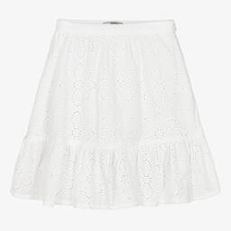 Dr. Kid-تنورة قطن برودوري لون أبيض | Childrensalon Outlet