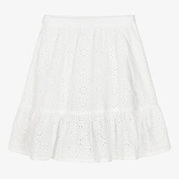 Dr. Kid-تنورة قطن برودوري لون أبيض | Childrensalon Outlet