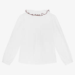 Dr. Kid-Белая хлопковая блузка для девочек | Childrensalon Outlet