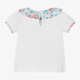 Dr. Kid-Белая хлопковая футболка с цветами | Childrensalon Outlet