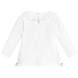 Dr. Kid-Girls White Cotton Jersey Top | Childrensalon Outlet