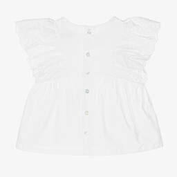 Dr. Kid-Girls White Cotton Ruffle Blouse | Childrensalon Outlet