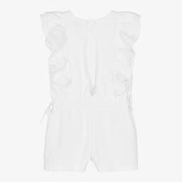 Dr. Kid-Girls White Cotton Ruffle Playsuit | Childrensalon Outlet