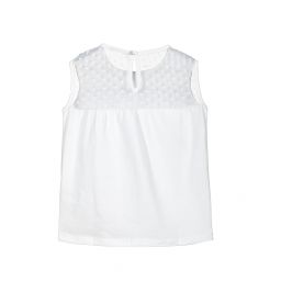 Dr. Kid-Girls White Cotton Ruffle Top | Childrensalon Outlet