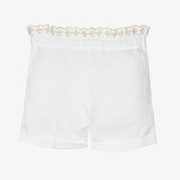 Dr. Kid-شورت أنيق مزيج كتان لون أبيض للبنات | Childrensalon Outlet