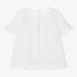 Dr. Kid-Girls White Polka Dot Cotton Dress | Childrensalon Outlet