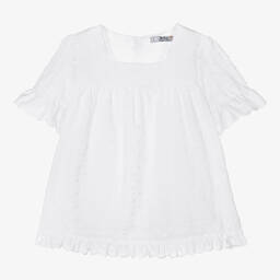 Dr. Kid-Girls White Polka Dot Cotton Dress | Childrensalon Outlet