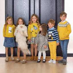 Dr. Kid-Желтый свитер с котом для девочек | Childrensalon Outlet