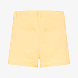 Dr. Kid-شورت قطن تويل مزين بترتر لون أصفر للبنات | Childrensalon Outlet