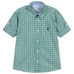 Dr. Kid-Green & Blue Checked Shirt | Childrensalon Outlet