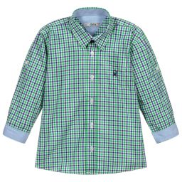 Dr. Kid-Green & Blue Checked Shirt | Childrensalon Outlet