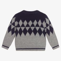 Dr. Kid-Grey & Blue Cotton Sweater | Childrensalon Outlet