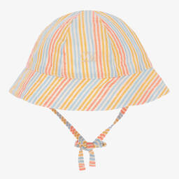 Dr. Kid-Ivory Striped Cotton Seersucker Baby Hat | Childrensalon Outlet