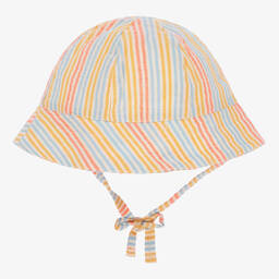Dr. Kid-Ivory Striped Cotton Seersucker Baby Hat | Childrensalon Outlet