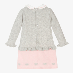 Dr. Kid-Pink & Grey Knitted Baby Dress | Childrensalon Outlet
