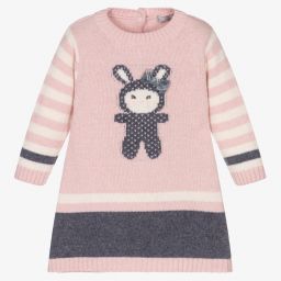 Dr. Kid-Pink & Grey Knitted Baby Dress | Childrensalon Outlet