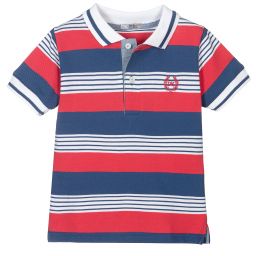 Dr. Kid-Red & Blue Cotton Polo Shirt | Childrensalon Outlet