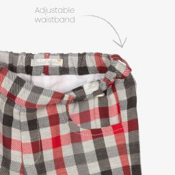 Dr. Kid-Red & Grey Check Baby Trousers | Childrensalon Outlet
