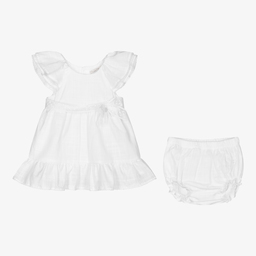 Dr. Kid-White Cotton Baby Dress Set | Childrensalon Outlet