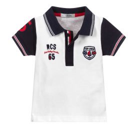 Dr. Kid-White & Grey Cotton Polo Shirt | Childrensalon Outlet