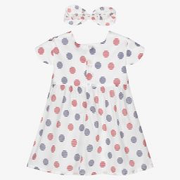 Dr. Kid-Белое платье и повязка на голову в горошек | Childrensalon Outlet