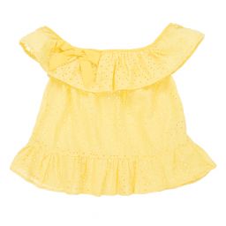 Dr. Kid-Yellow Broderie Anglaise Top | Childrensalon Outlet
