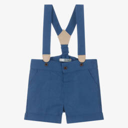 Dr. Kid-Young Gentlemen's Blue Linen Blend Shorts | Childrensalon Outlet