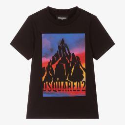 Dsquared2-Boys Black Cotton T-Shirt | Childrensalon Outlet