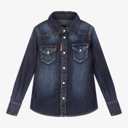Dsquared2-Boys Blue Denim Shirt | Childrensalon Outlet