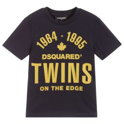 Dsquared2-Boys Navy Blue Logo T-Shirt | Childrensalon Outlet
