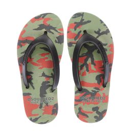 Dsquared2-Green & Black Logo Flip-Flops | Childrensalon Outlet
