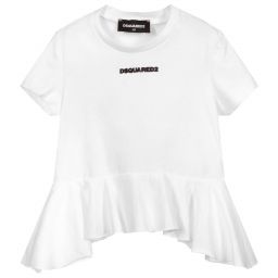 Dsquared2-White Cotton Logo T-Shirt | Childrensalon Outlet