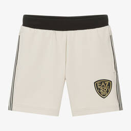 EA7 Emporio Armani-Boys Beige Cotton Shorts | Childrensalon Outlet